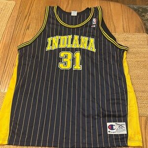 VINTAGE NBA PACERS REGGIE MILLER #31 Champion JERSEY, SIZE 52